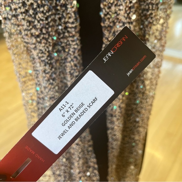 Jean Cristan Taupe Hand Beaded Scarf - Picture 3 of 5